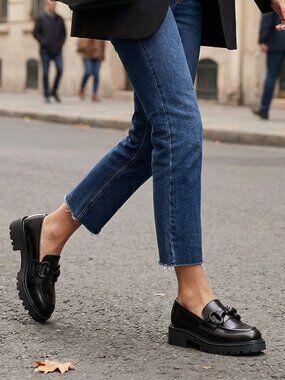 NWOT Italian Leather Platform Mocassins Size 37